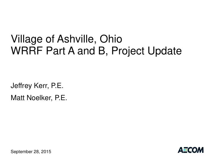 wrrf part a and b project update