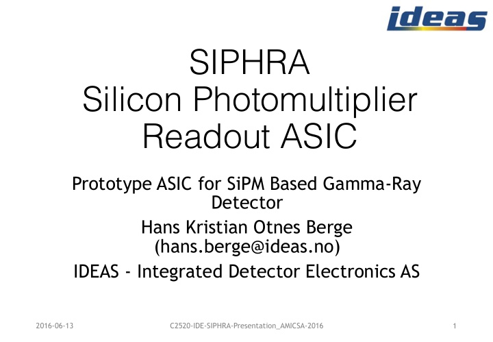 siphra silicon photomultiplier readout asic