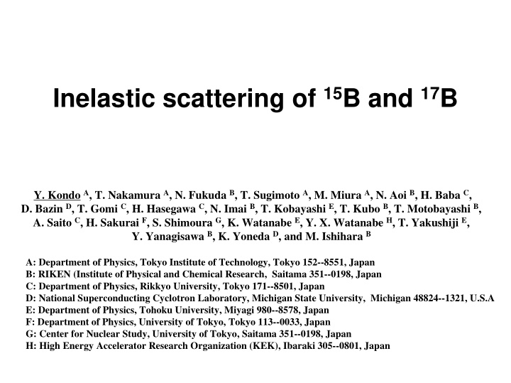 inelastic scattering of 15 b and 17 b