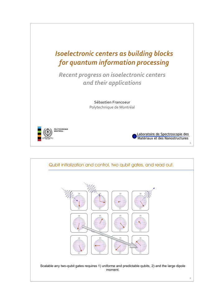 isoelectronic centers as building blocks for quantum