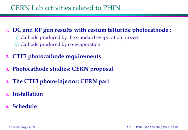cern lab activities related to phin