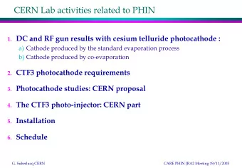 CERN Lab activities related to PHIN 1. DC and RF gun results with cesium telluride photocathode :