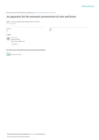 An apparatus for the automatic presentation of color and form1 Article in Journal of the