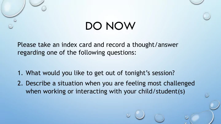 do now