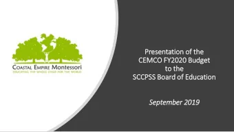 CEMCO FY2020 Budget  to the  SCCPSS Board of Education  September 2019  2019-20 SY Enrollment