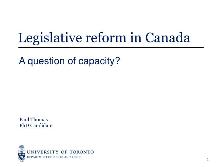 legislative reform in canada