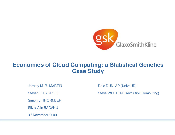 economics of cloud computing a statistical genetics case
