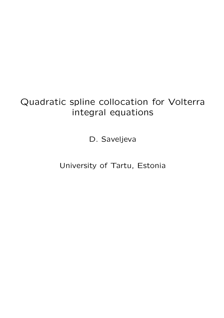 quadratic spline collocation for volterra integral