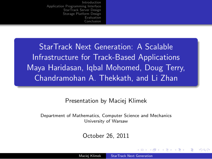 startrack next generation a scalable infrastructure for
