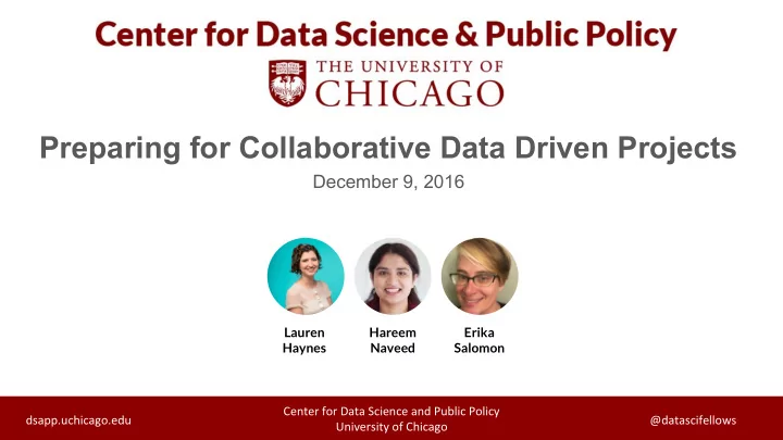 preparing for collaborative data driven projects