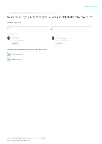 Presentation: Cyclic Reduction Type Poisson and Helmholtz Solvers on a GPU Presentation  February