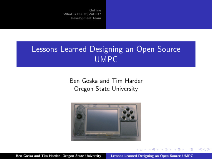 lessons learned designing an open source umpc
