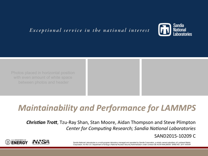 maintainability and performance for lammps