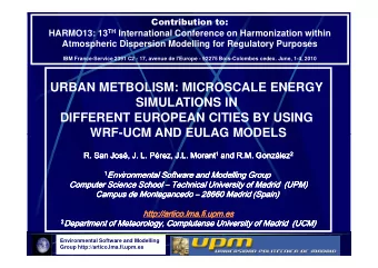 URBAN METBOLISM: MICROSCALE ENERGY  SIMULATIONS IN  DIFFERENT EUROPEAN CITIES BY USING  WRF-UCM AND