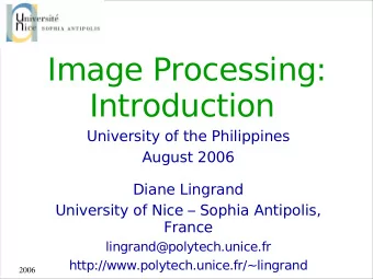 Image Processing:  Introduction  University of the Philippines  August 2006  Diane Lingrand