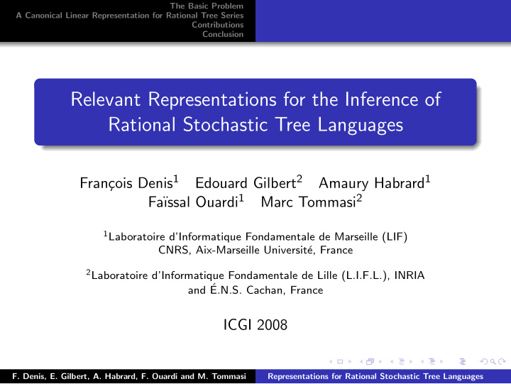 relevant representations for the inference of rational
