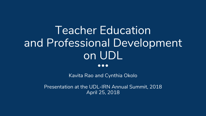 teacher education and professional development on udl
