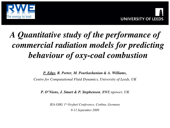behaviour of oxy coal combustion