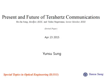 Yunsu Sung  Yunsu Sung  Special Topics in Optical Engineering II(15/1)  Contents   Introduction