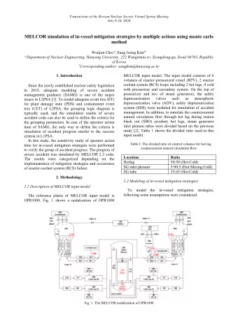 MELCOR simulation of in-vessel mitigation strategies by multiple actions using monte carlo  method