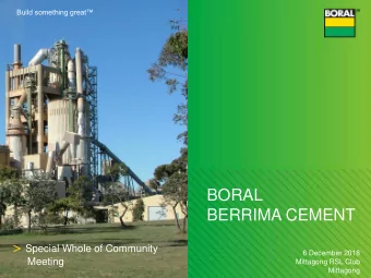 BORAL  BERRIMA CEMENT &gt; Special Whole of Community  6 December 2018  Meeting  Mittagong RSL Club