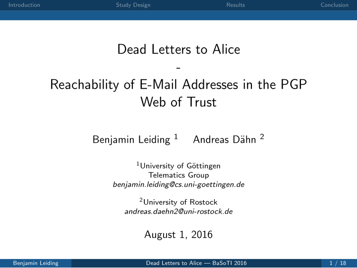 dead letters to alice reachability of e mail addresses in