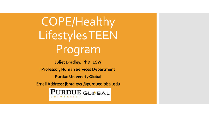 cope healthy lifestyles teen program