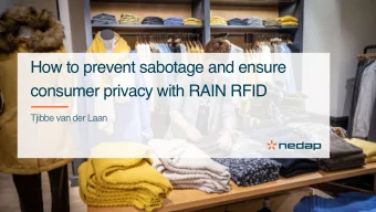 How to prevent sabotage and ensure  consumer privacy with RAIN RFID  Tjibbe van der Laan  2