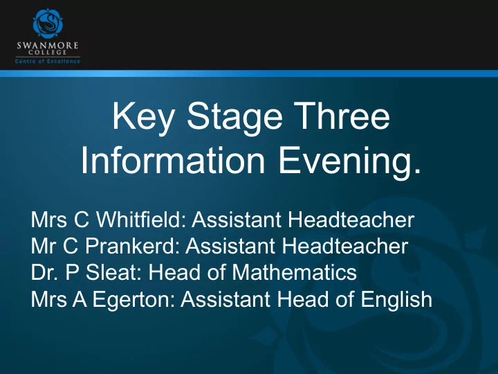 key stage three information evening