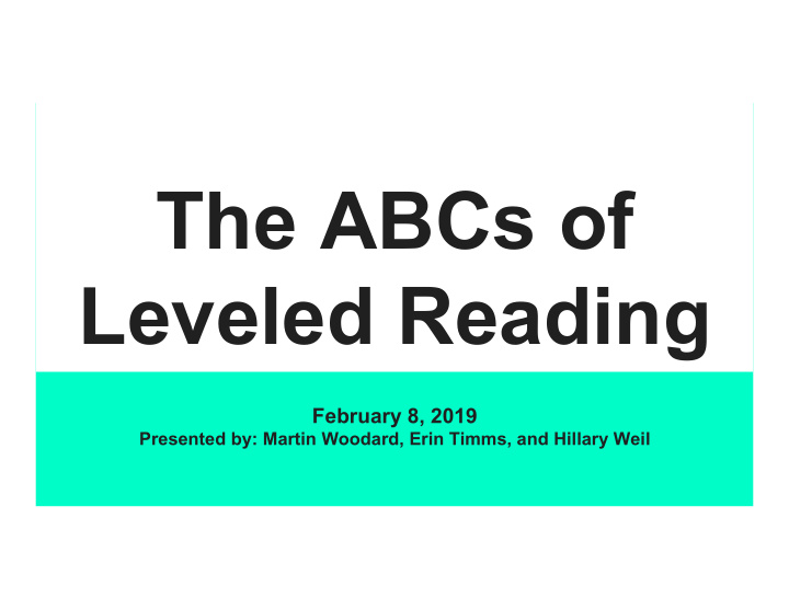 the abcs of leveled reading