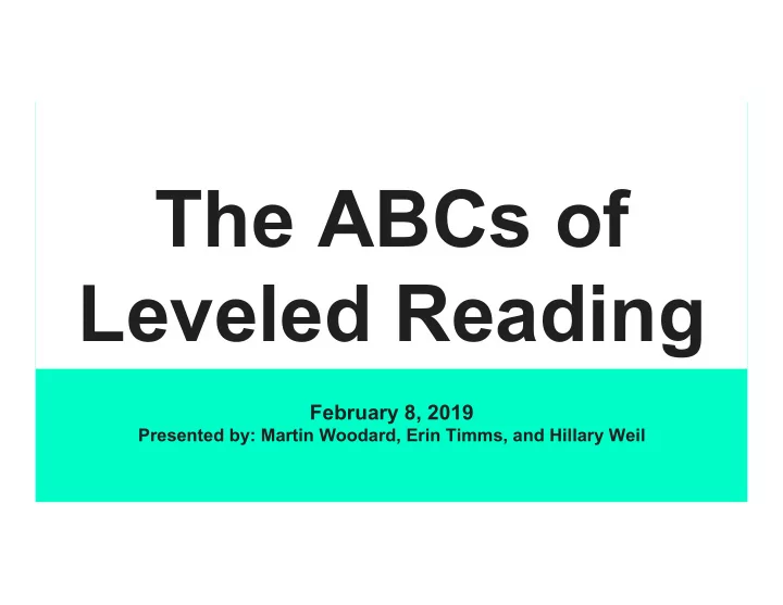 the abcs of leveled reading