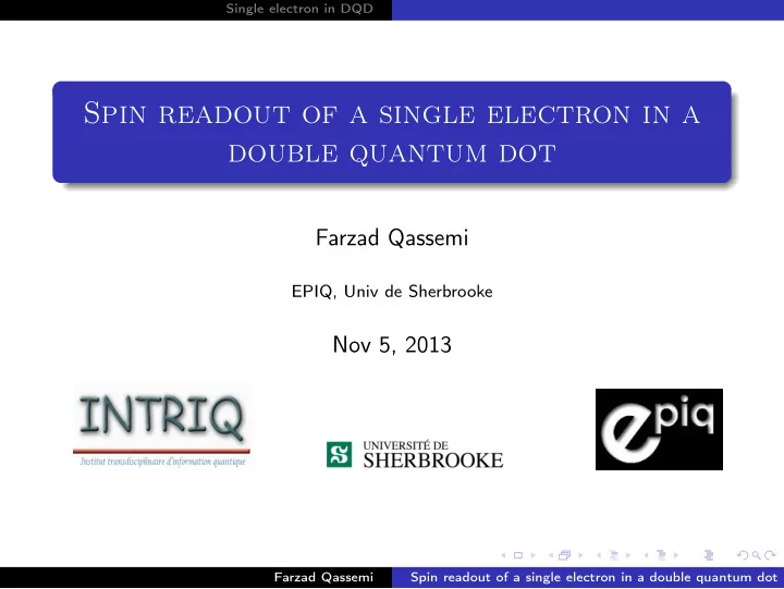 spin readout of a single electron in a double quantum dot