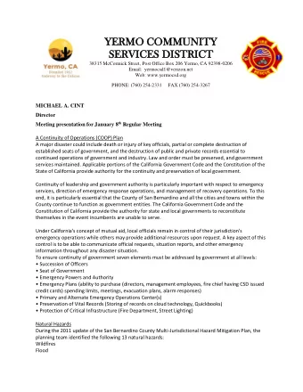 YERMO C  RMO COMMU  OMMUNITY  NITY  SE  SERVIC  RVICES DIS  ES DISTRIC  TRICT  38315 McCormick