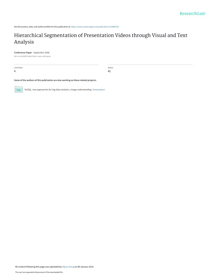 hierarchical segmentation of presentation videos through