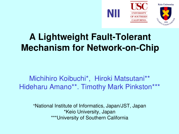 a lightweight fault tolerant mechanism for network on chip