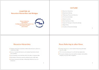 OUTLINE  CHAPTER 10  Recursive Hierarchies  Table of contents  Recursive Hierarchies and Bridges