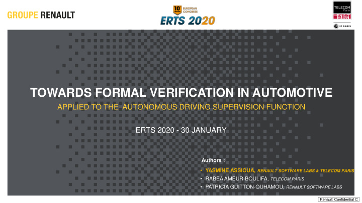 towards formal verification in automotive