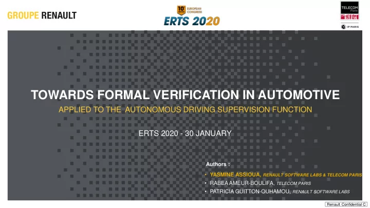 towards formal verification in automotive