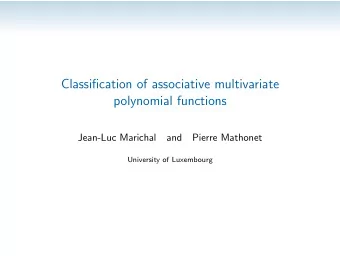 Classification of associative multivariate  polynomial functions  Jean-Luc Marichal  and  Pierre