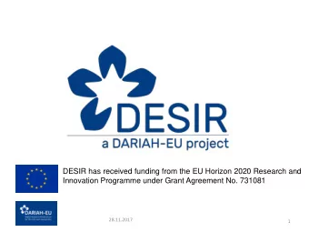 DESIR has received funding from the EU Horizon 2020 Research and  Innovation Programme under Grant