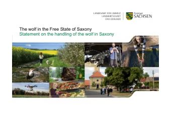 The wolf in the Free State of Saxony  Statement on the handling of the wolf in Saxony  1 | XX.