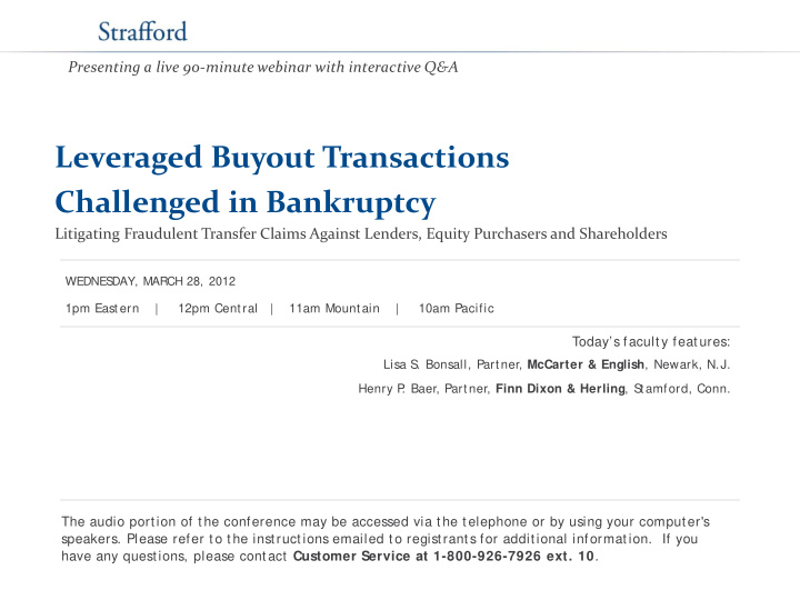 leveraged buyout transactions challenged in bankruptcy