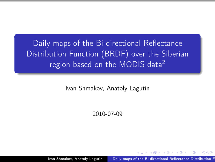 daily maps of the bi directional reflectance distribution