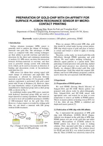 PREPARATION OF GOLD-CHIP WITH OH-AFFINITY FOR  SURFACE PLASMON RESONANCE SENSOR BY MICRO-  CONTACT