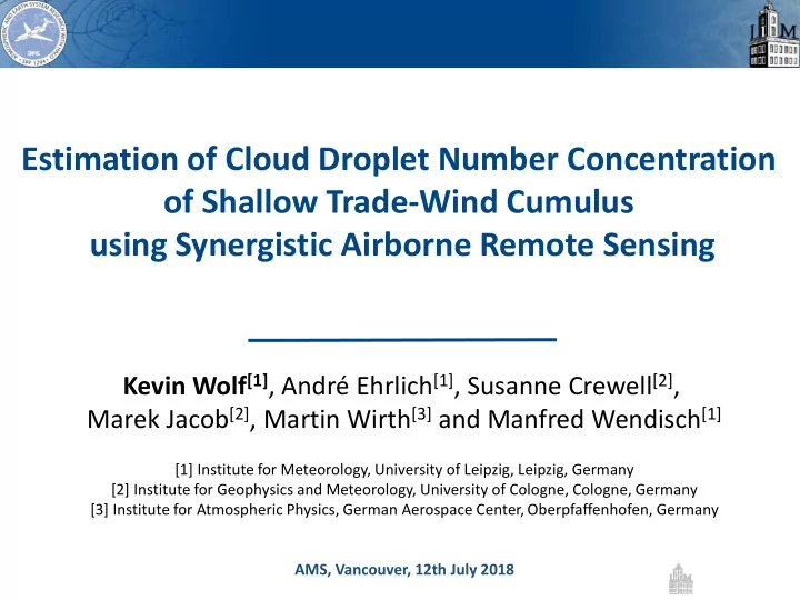 estimation of cloud droplet number concentration of