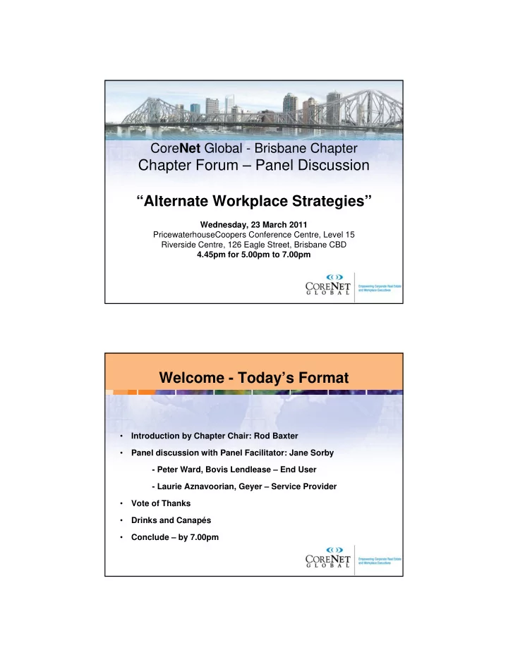 chapter forum panel discussion alternate workplace