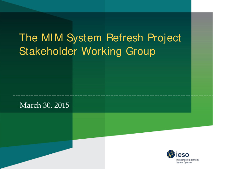 the mim system refresh project stakeholder working group