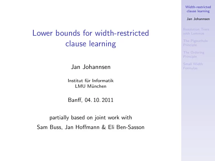 lower bounds for width restricted