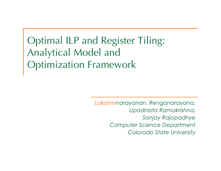 optimal ilp and register tiling analytical model and
