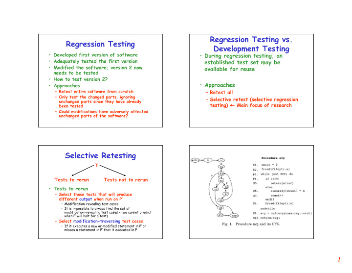 regression testing vs regression testing development